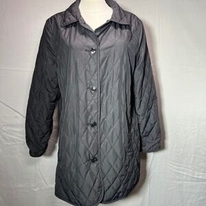 GAP Quilted Jacket Women's‎ M Black Button Front Coat